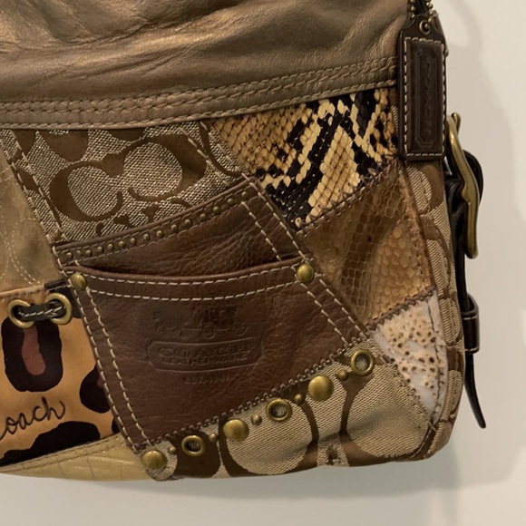 GUC Coach Brown and Gold Patchwork Purse - Picture 9 of 12